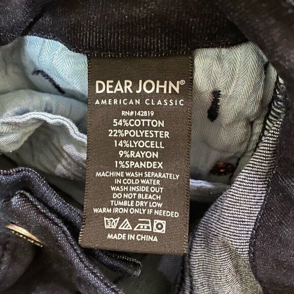 Dear John Women's Blue Castle Slim Skinny Jeans Dark Wash Distressed Zip Legs 26 - Picture 9 of 9